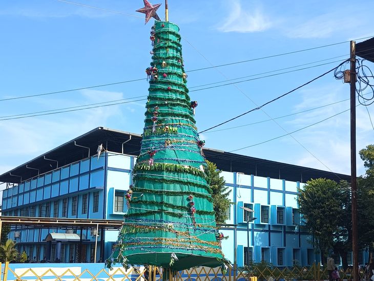 Christmas News: रायसेन के सेंट फ्रांसिस में 25 फीट ऊंचा क्रिसमस ट्री